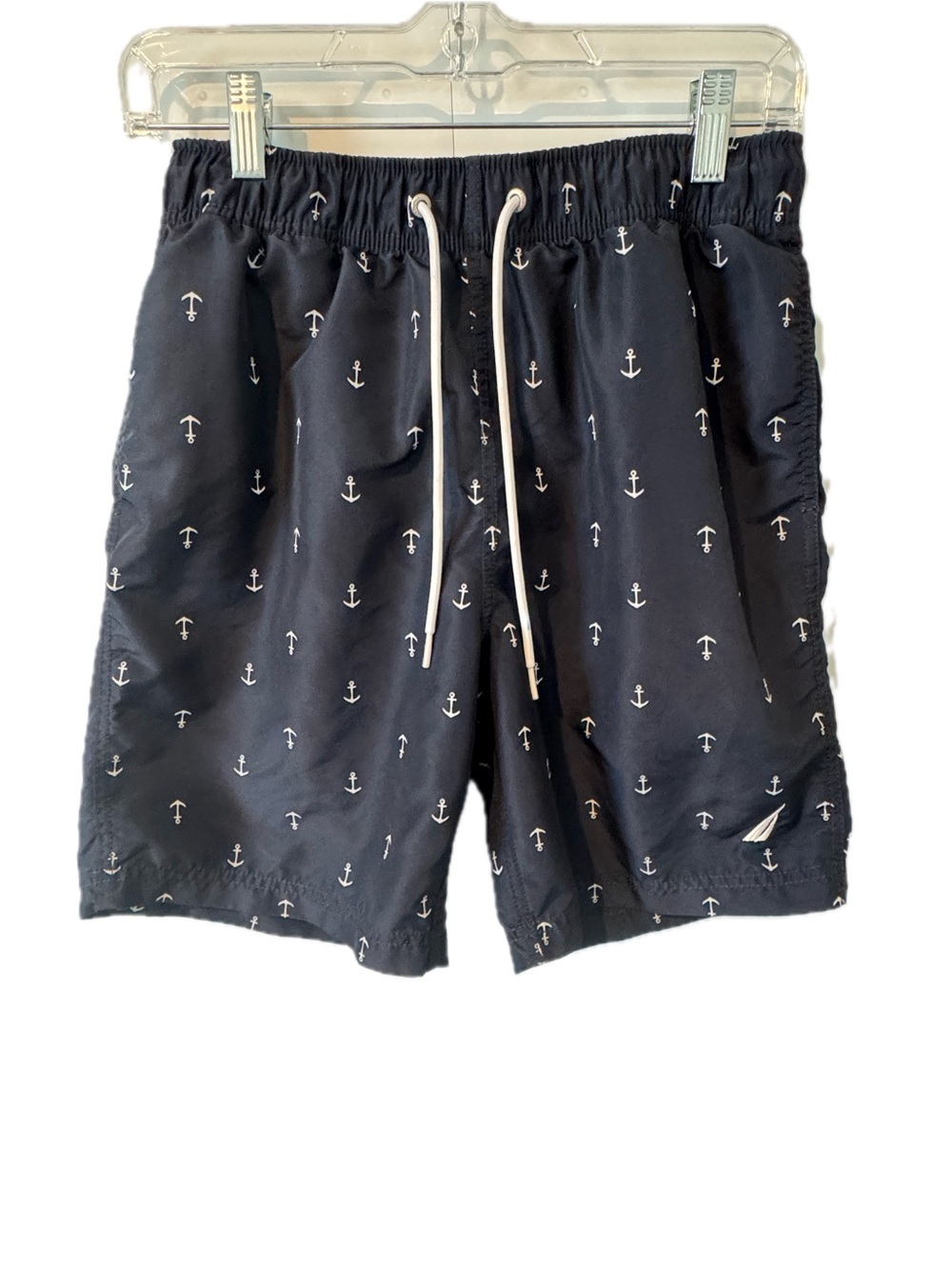 Nautica Navy Swim Trunks with White Anchor Print